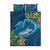 Outrigger Canoe Blue Quilt Bed Set On The Waves