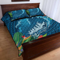 Outrigger Canoe Blue Quilt Bed Set On The Waves LT7 - Polynesian Pride