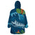 Outrigger Canoe Blue Wearable Blanket Hoodie On The Waves