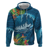 Outrigger Canoe Blue Zip Hoodie On The Waves LT7 Pullover Hoodie Blue - Polynesian Pride