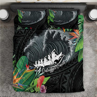 Outrigger Canoe Black Bedding Set On The Waves LT7 Black - Polynesian Pride