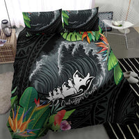 Outrigger Canoe Black Bedding Set On The Waves LT7 - Polynesian Pride