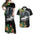 Outrigger Canoe Black Couples Matching Off Shoulder Maxi Dress and Hawaiian Shirt On The Waves