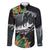 Outrigger Canoe Black Family Matching Off The Shoulder Long Sleeve Dress and Hawaiian Shirt On The Waves