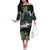 Outrigger Canoe Black Family Matching Off The Shoulder Long Sleeve Dress and Hawaiian Shirt On The Waves