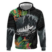 Outrigger Canoe Black Hoodie On The Waves LT7 Pullover Hoodie Black - Polynesian Pride