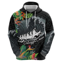 Outrigger Canoe Black Hoodie On The Waves LT7 - Polynesian Pride