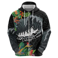 Outrigger Canoe Black Hoodie On The Waves LT7 - Polynesian Pride