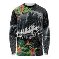Outrigger Canoe Black Long Sleeve Shirt On The Waves LT7 Unisex Black - Polynesian Pride