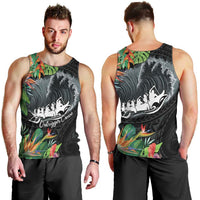 Outrigger Canoe Black Men Tank Top On The Waves LT7 - Polynesian Pride