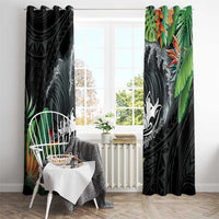 Outrigger Canoe Black Window Curtain On The Waves LT7 - Polynesian Pride
