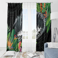 Outrigger Canoe Black Window Curtain On The Waves LT7 - Polynesian Pride