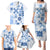 Vintage Hawaii Family Matching Puletasi Dress and Hawaiian Shirt Hawaiian Quilt Kapa Mismatch Blue LT7 - Polynesian Pride