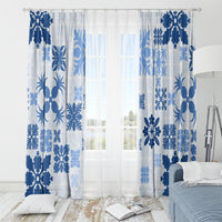 Vintage Hawaii Window Curtain Hawaiian Quilt Kapa Mismatch Blue LT7 - Polynesian Pride