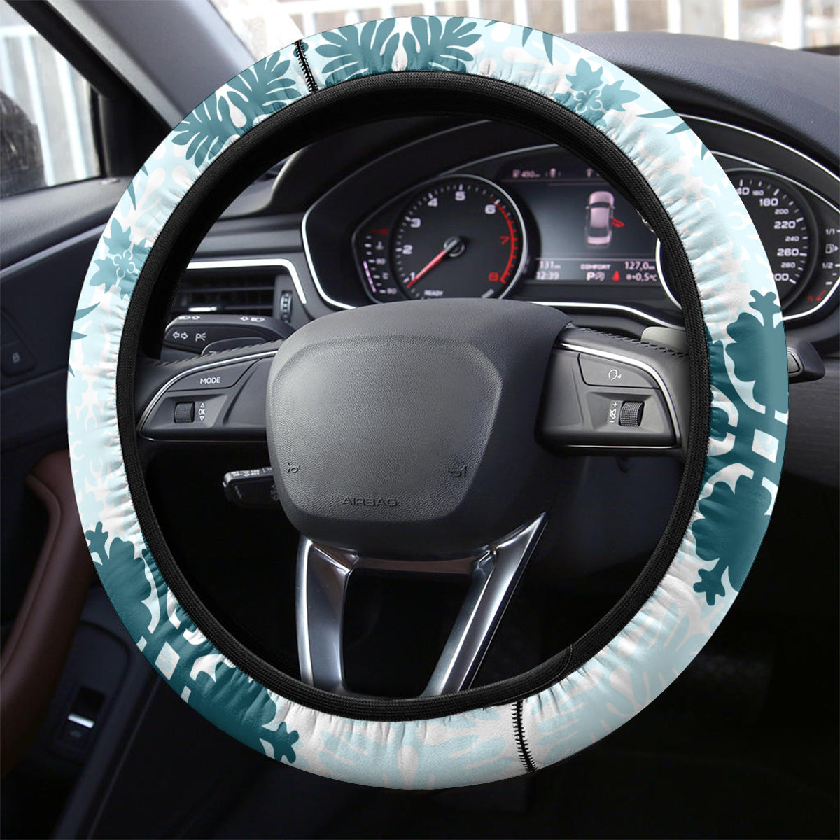 Vintage Hawaii Steering Wheel Cover Hawaiian Quilt Kapa Mismatch Teal LT7 - Polynesian Pride