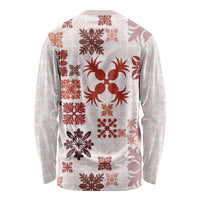 Vintage Hawaii Long Sleeve Shirt Hawaiian Quilt Kapa Mismatch Red LT7 - Polynesian Pride
