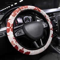 Vintage Hawaii Steering Wheel Cover Hawaiian Quilt Kapa Mismatch Red LT7 Universal Fit Red - Polynesian Pride