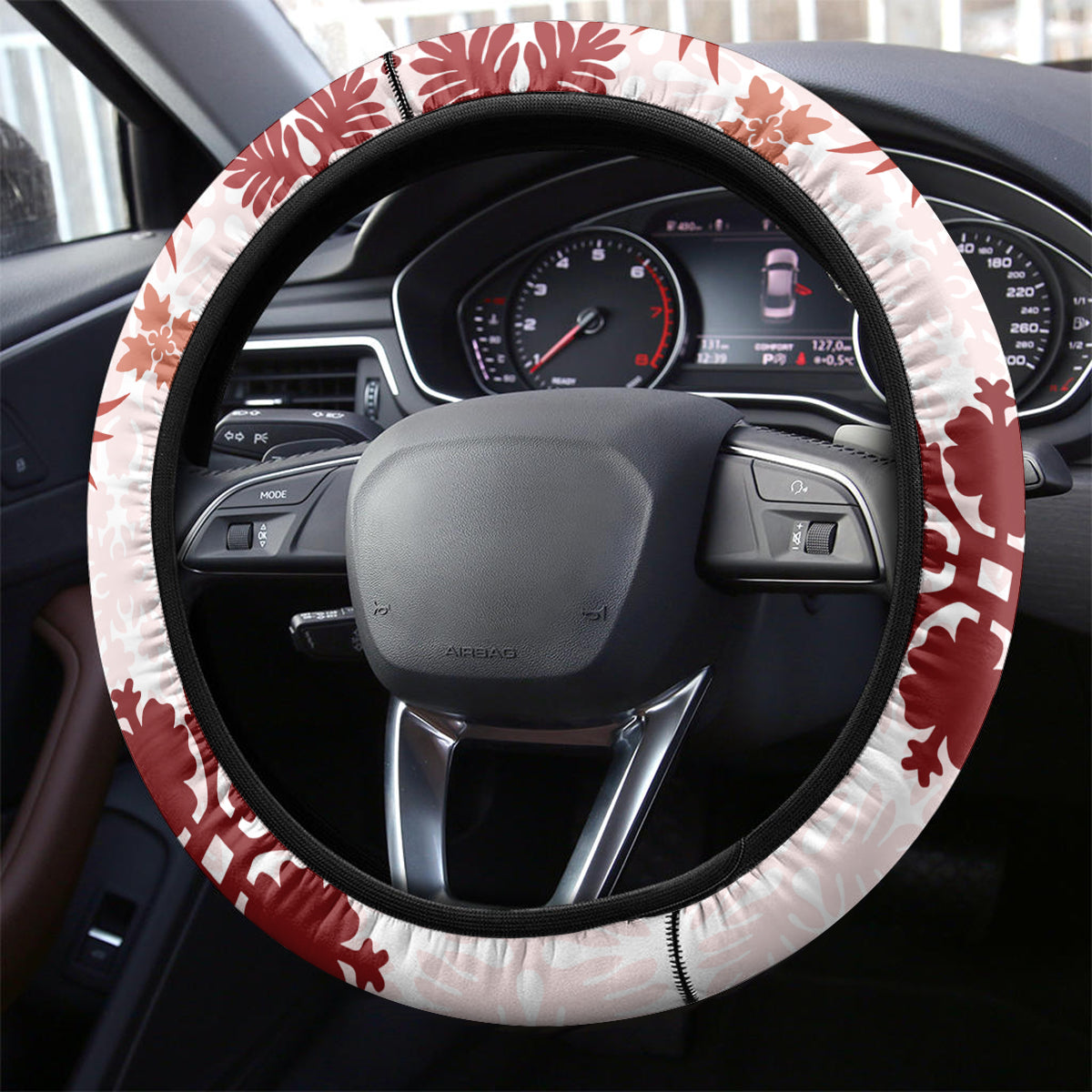 Vintage Hawaii Steering Wheel Cover Hawaiian Quilt Kapa Mismatch Red LT7 - Polynesian Pride