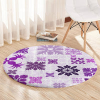Vintage Hawaii Round Carpet Hawaiian Quilt Kapa Mismatch Purple LT7 - Polynesian Pride