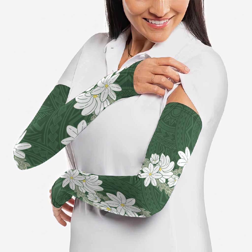 Ia Orana Tahiti Tiare Arm Sleeves Sage Green Lei LT7 - Polynesian Pride