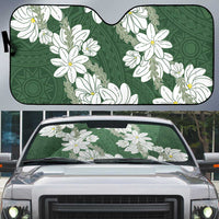 Ia Orana Tahiti Tiare Auto Sun Shade Sage Green Lei LT7 Sage Green - Polynesian Pride