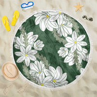 Ia Orana Tahiti Tiare Beach Blanket Sage Green Lei LT7 One Size 150cm Sage Green - Polynesian Pride