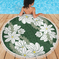 Ia Orana Tahiti Tiare Beach Blanket Sage Green Lei LT7 - Polynesian Pride