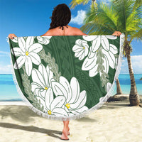 Ia Orana Tahiti Tiare Beach Blanket Sage Green Lei LT7 - Polynesian Pride