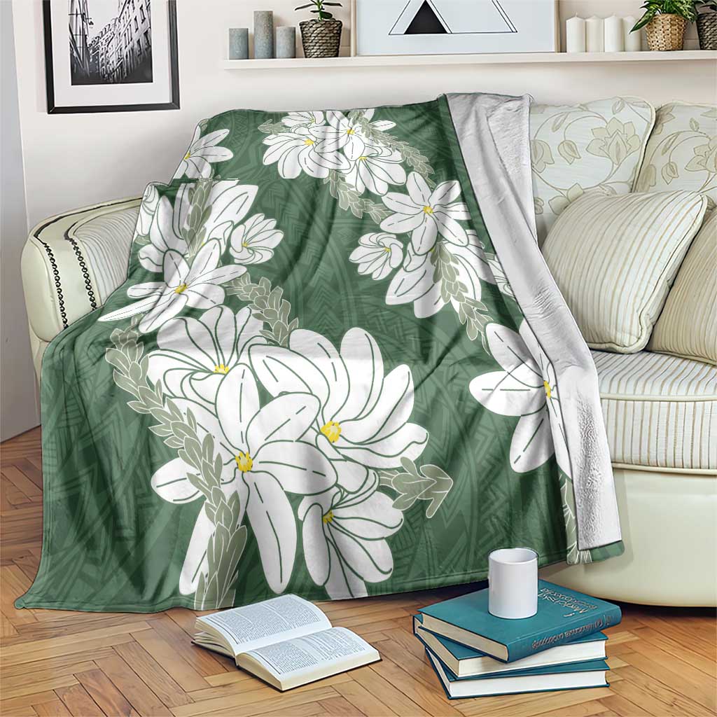 Ia Orana Tahiti Tiare Blanket Sage Green Lei LT7 Sage Green - Polynesian Pride
