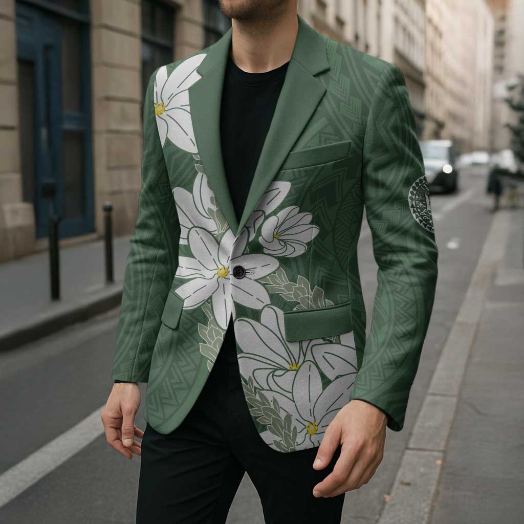 Ia Orana Tahiti Tiare Blazer Sage Green Lei LT7 - Polynesian Pride