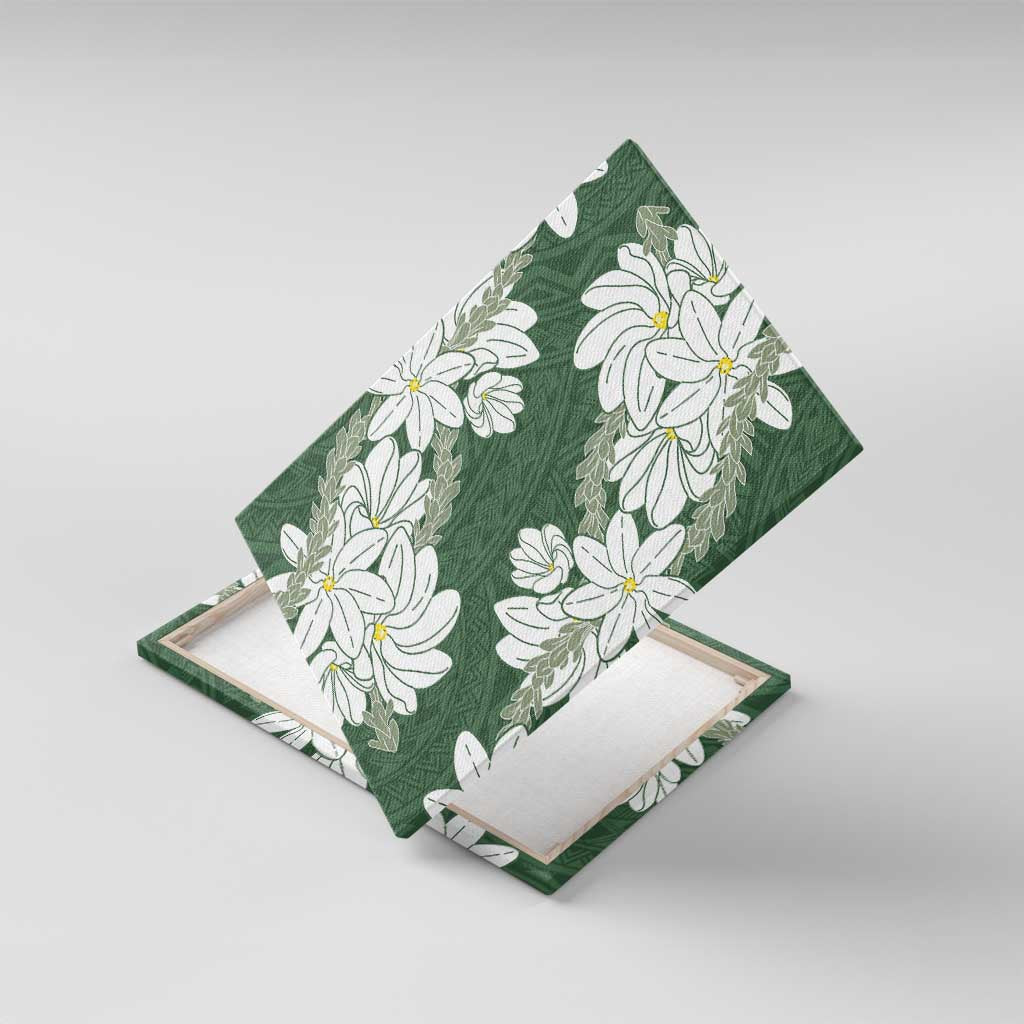 Ia Orana Tahiti Tiare Canvas Wall Art Sage Green Lei LT7 With Frame Sage Green - Polynesian Pride