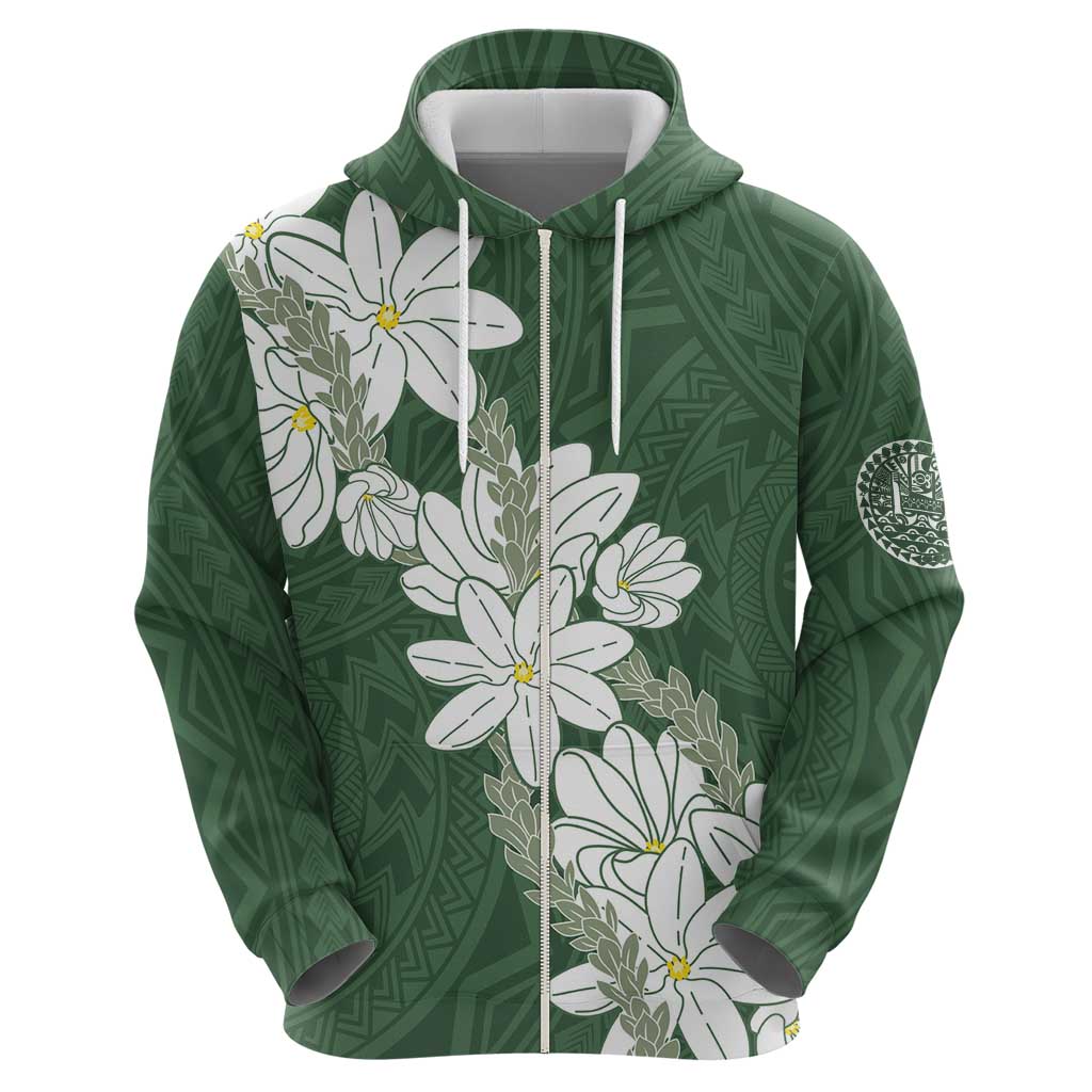 Ia Orana Tahiti Tiare Hoodie Sage Green Lei LT7 - Polynesian Pride