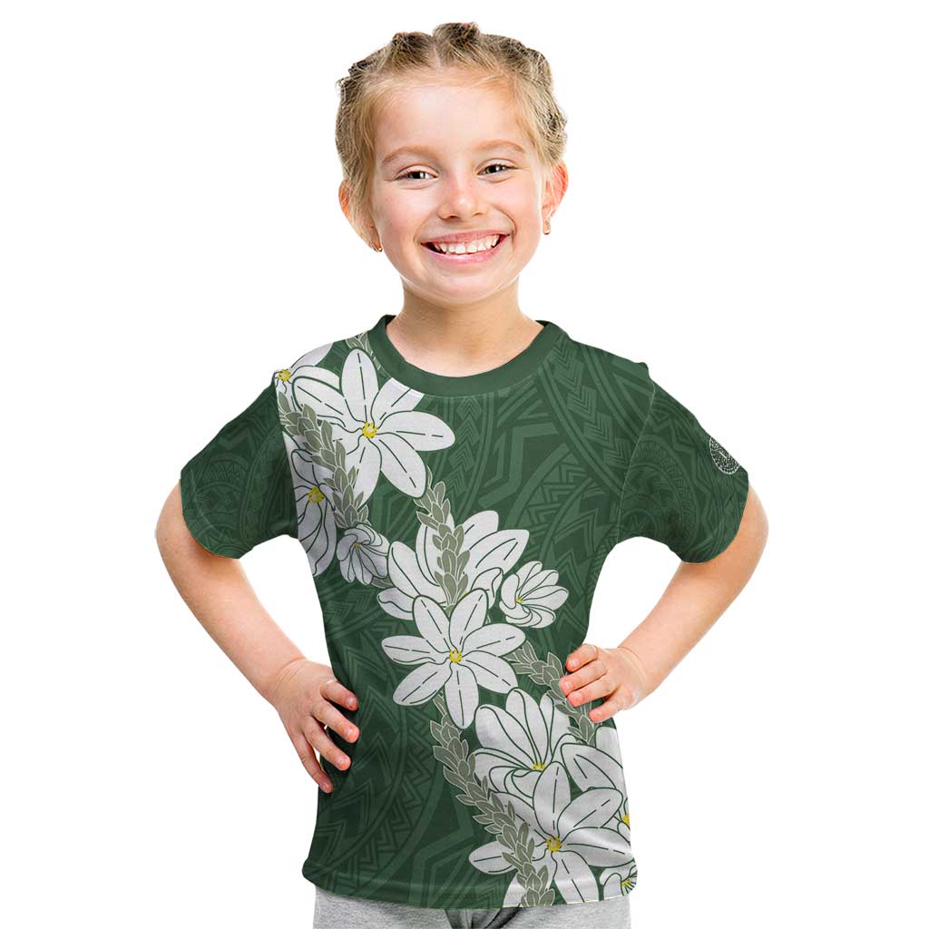 Ia Orana Tahiti Tiare Kid T Shirt Sage Green Lei LT7 Sage Green - Polynesian Pride
