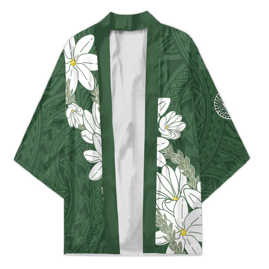 Ia Orana Tahiti Tiare Kimono Sage Green Lei LT7 Unisex Sage Green - Polynesian Pride