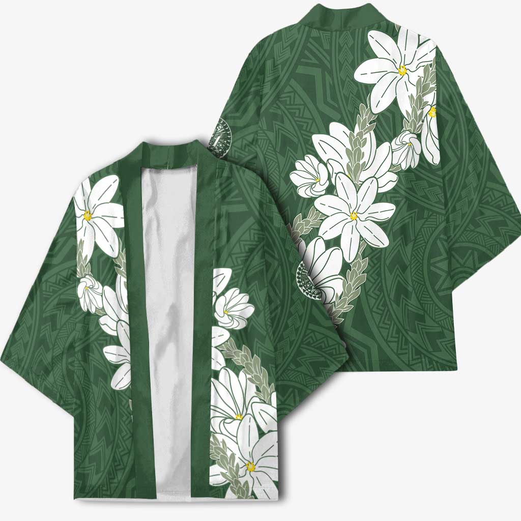 Ia Orana Tahiti Tiare Kimono Sage Green Lei LT7 - Polynesian Pride