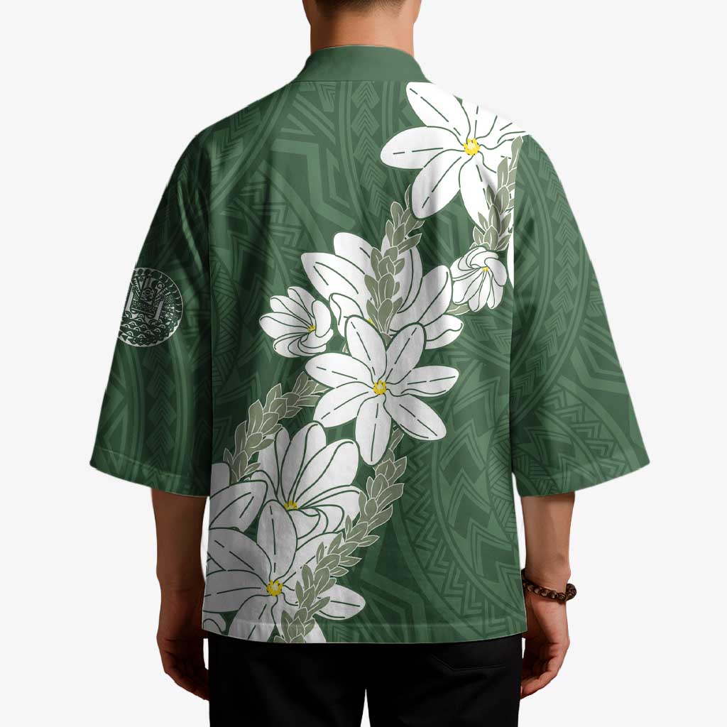 Ia Orana Tahiti Tiare Kimono Sage Green Lei LT7 - Polynesian Pride