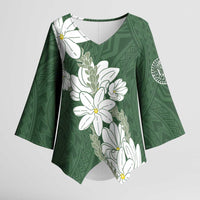 Ia Orana Tahiti Tiare Kimono Sleeve Blouse Sage Green Lei LT7 Female Sage Green - Polynesian Pride