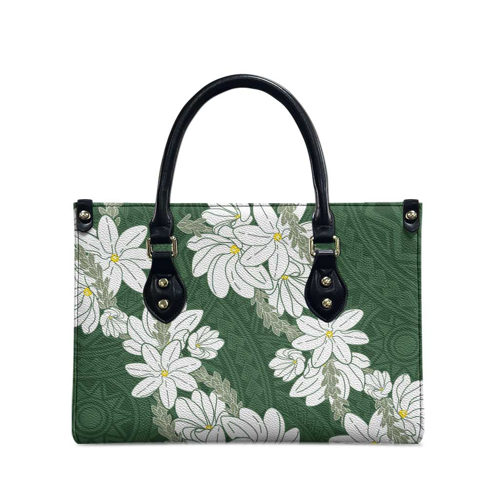 Ia Orana Tahiti Tiare Leather Bag Sage Green Lei LT7 - Polynesian Pride