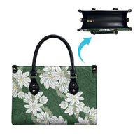 Ia Orana Tahiti Tiare Leather Bag Sage Green Lei LT7 - Polynesian Pride