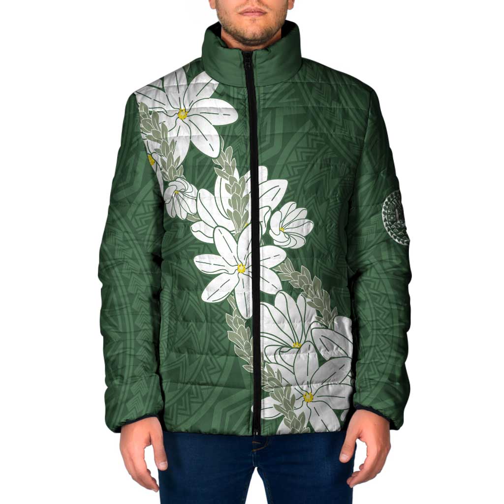 Ia Orana Tahiti Tiare Padded Jacket Sage Green Lei LT7 Men Sage Green - Polynesian Pride
