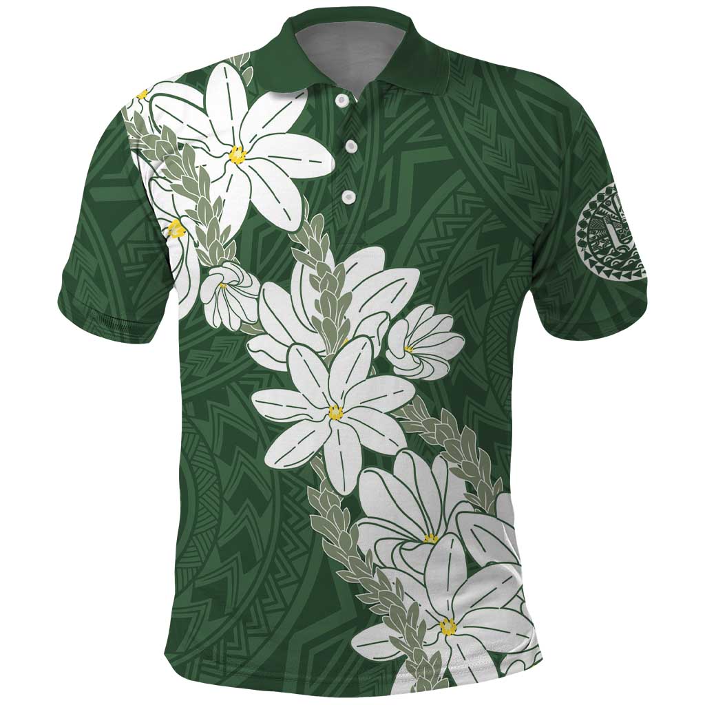 Ia Orana Tahiti Tiare Polo Shirt Sage Green Lei LT7 Sage Green - Polynesian Pride