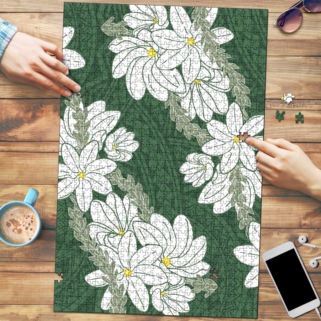 Ia Orana Tahiti Tiare Puzzle Sage Green Lei LT7 Sage Green - Polynesian Pride