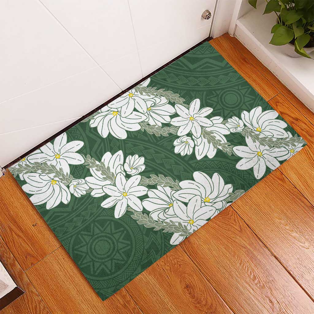 Ia Orana Tahiti Tiare Rubber Doormat Sage Green Lei LT7 - Polynesian Pride