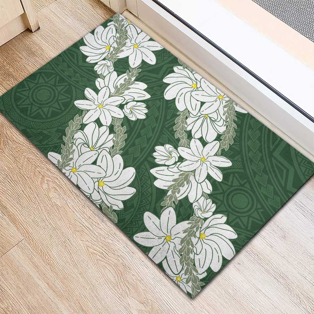 Ia Orana Tahiti Tiare Rubber Doormat Sage Green Lei LT7 - Polynesian Pride