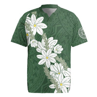 Ia Orana Tahiti Tiare Rugby Jersey Sage Green Lei LT7 Sage Green - Polynesian Pride