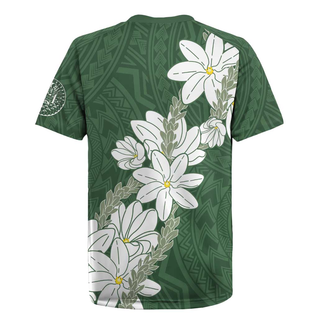 Ia Orana Tahiti Tiare Rugby Jersey Sage Green Lei LT7 - Polynesian Pride