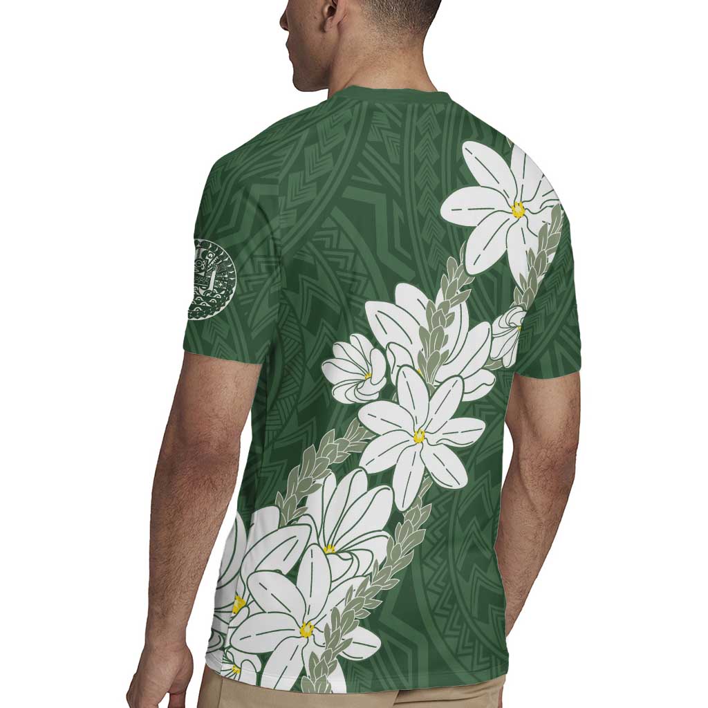 Ia Orana Tahiti Tiare Rugby Jersey Sage Green Lei LT7 - Polynesian Pride