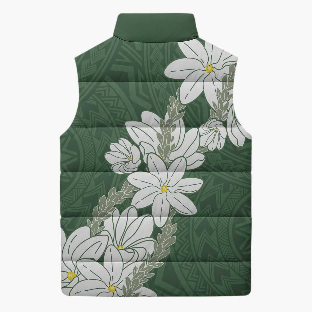 Ia Orana Tahiti Tiare Sleeveless Puffer Jacket Sage Green Lei LT7 - Polynesian Pride
