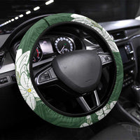 Ia Orana Tahiti Tiare Steering Wheel Cover Sage Green Lei LT7 Universal Fit Sage Green - Polynesian Pride