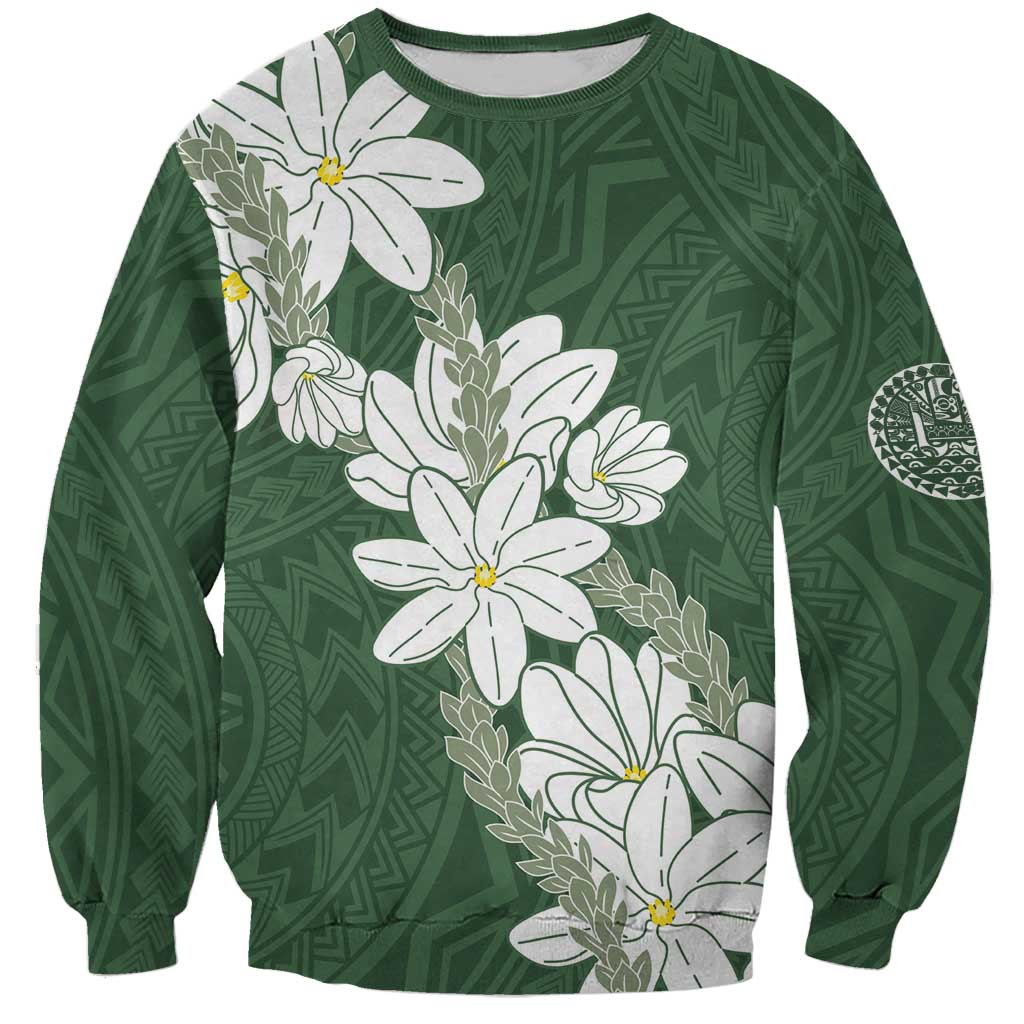 Ia Orana Tahiti Tiare Sweatshirt Sage Green Lei LT7 Unisex Sage Green - Polynesian Pride
